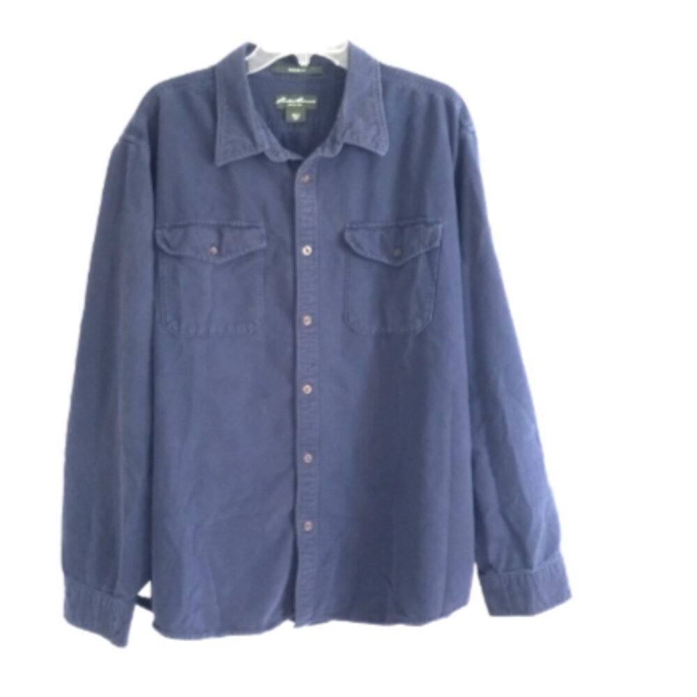 Eddie Bauer Flannel Shirt Men’s XXL Blue Heavy Button Up Outdoor Pockets EUC - Picture 2 of 16